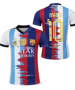 Barcelona Argentina Number 10 Messi Soccer Jersey – Sky Blue & White Fan Shirt