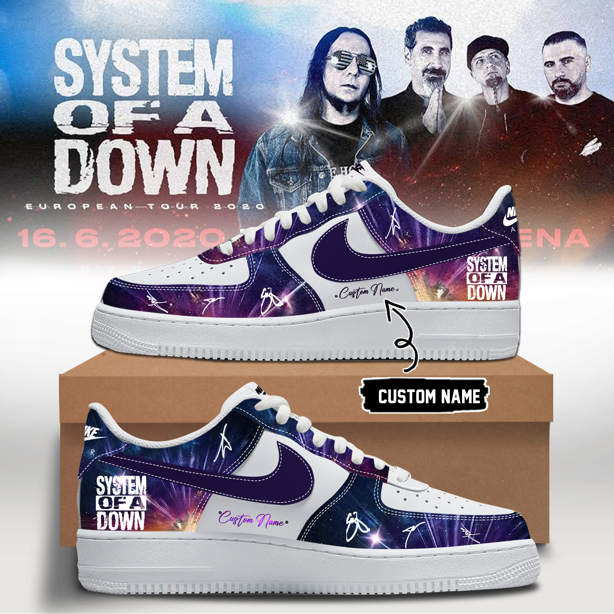 System of a Down “Europe / UK Stadium Tour 2026” signed AF1 Shoes v1 System of a Down “Europe / UK Stadium Tour 2026” signed AF1 Shoes v1
