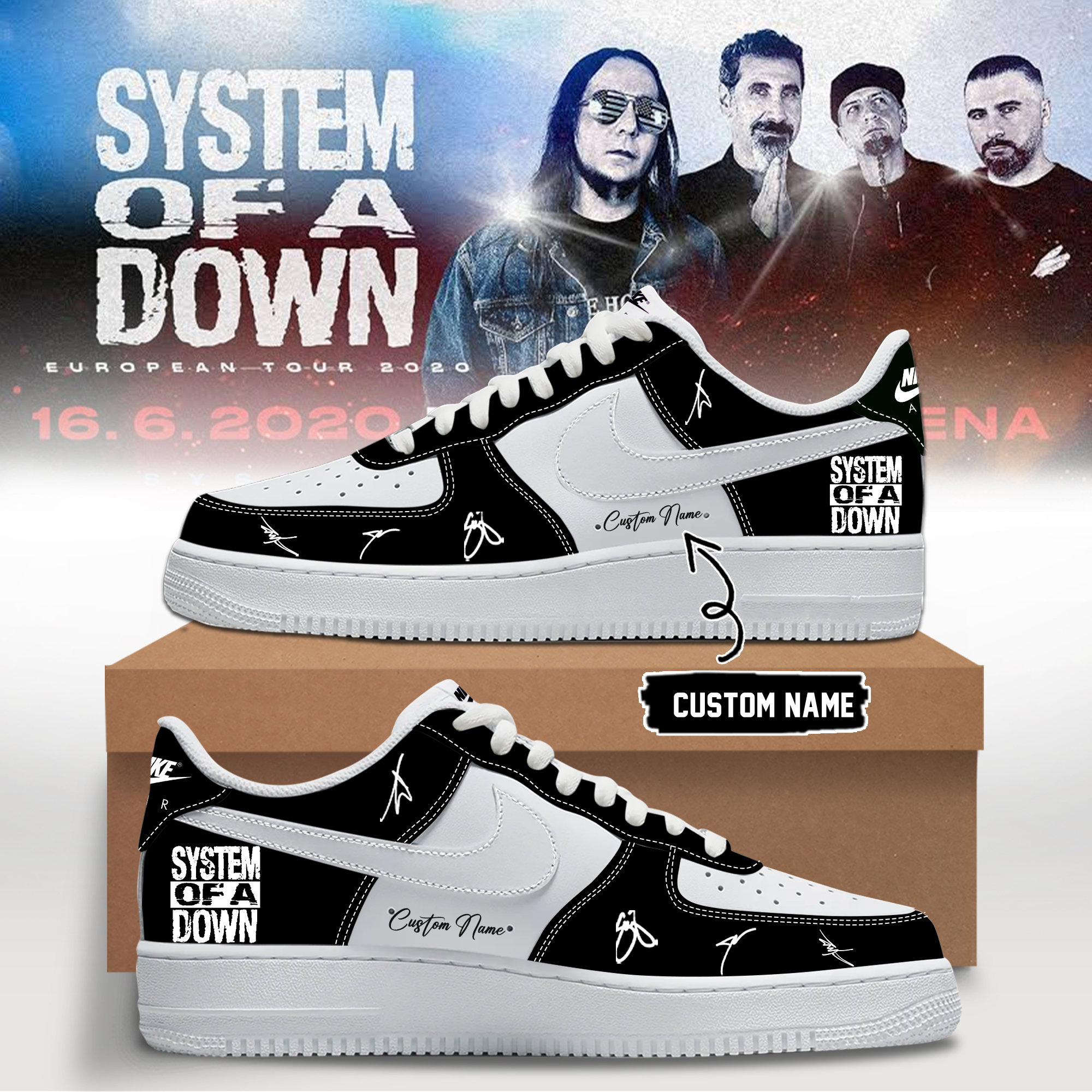 System of a Down “Europe / UK Stadium Tour 2026” signed AF1 Shoes v2 System of a Down “Europe / UK Stadium Tour 2026” signed AF1 Shoes v2
