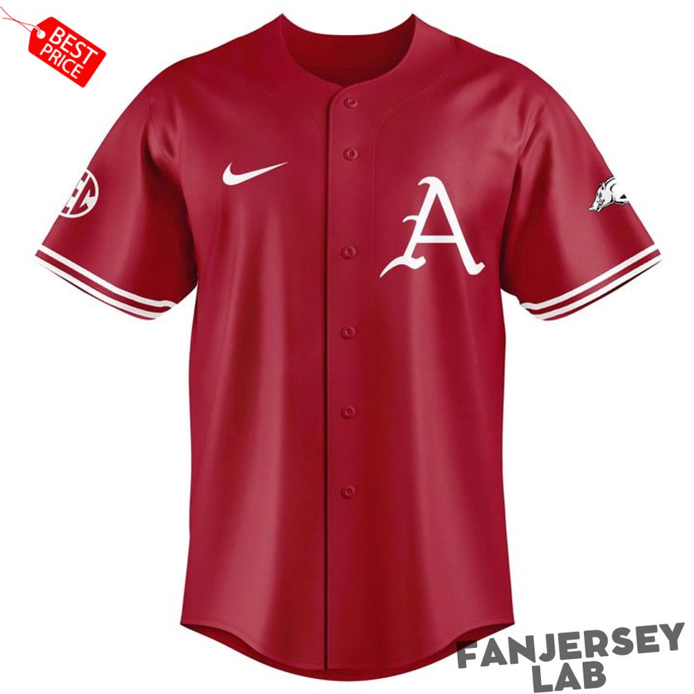Arkansas Razorbacks New Omahogs Baseball Red Jersey Arkansas Razorbacks New Omahogs Baseball Red Jersey