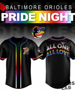 Baltimore Orioles Pride Night All One All Love Rainbow Black Baseball Jersey