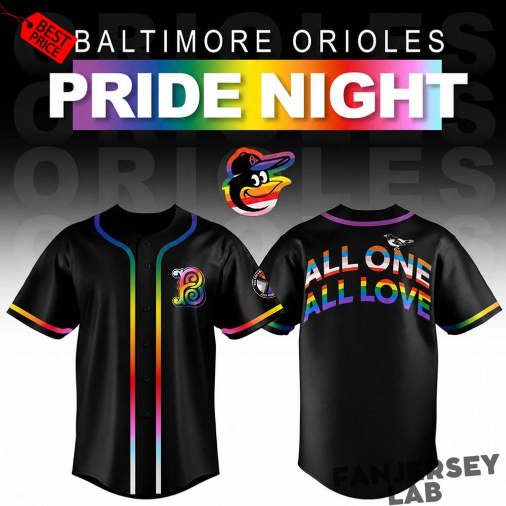 Baltimore Orioles Pride Night All One All Love Rainbow Black Baseball Jersey Baltimore Orioles Pride Night All One All Love Rainbow Black Baseball Jersey