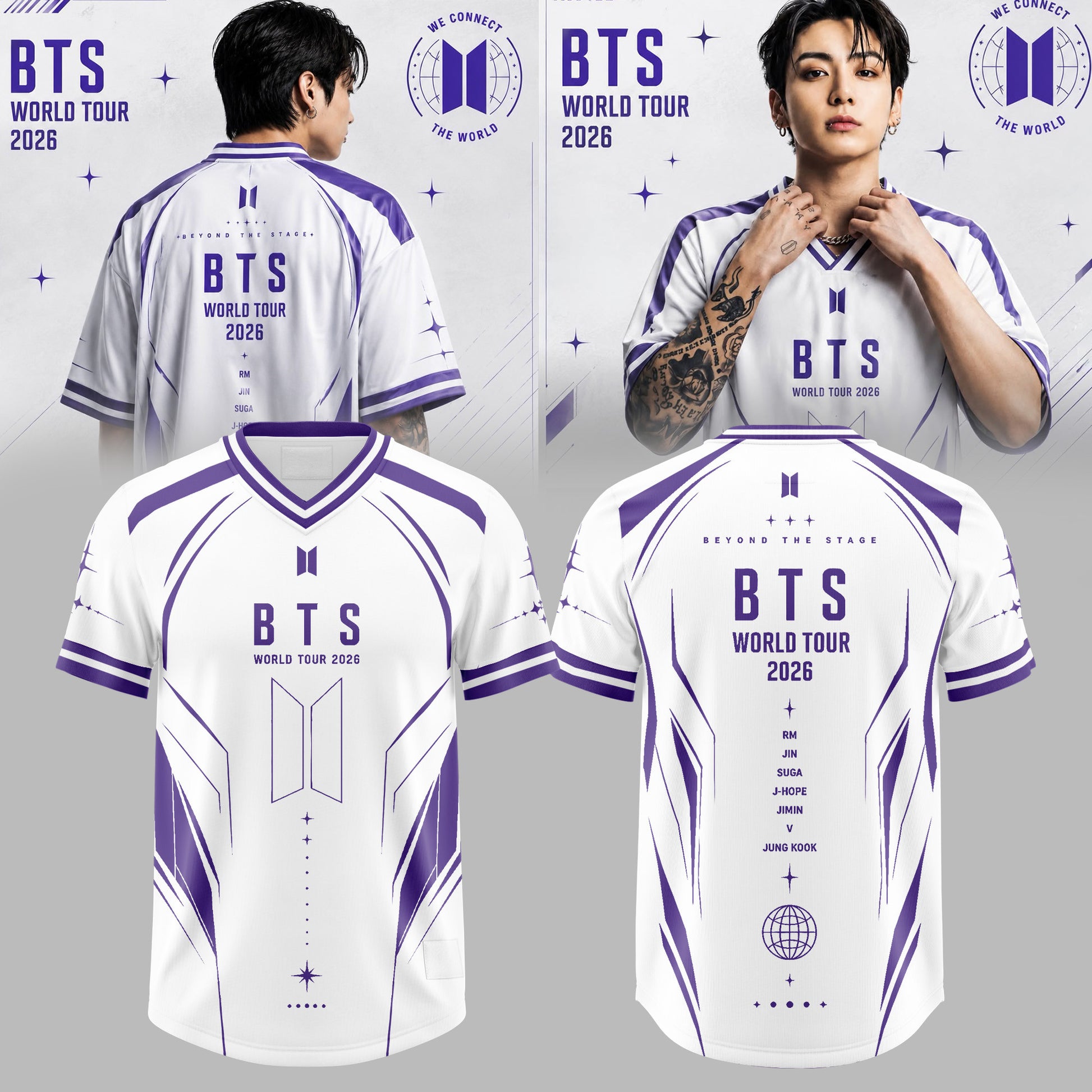 BTS Arirang World Tour 2026 “Beyond The Stage” Football Jersey – White BTS Arirang World Tour 2026 “Beyond The Stage” Football Jersey – White