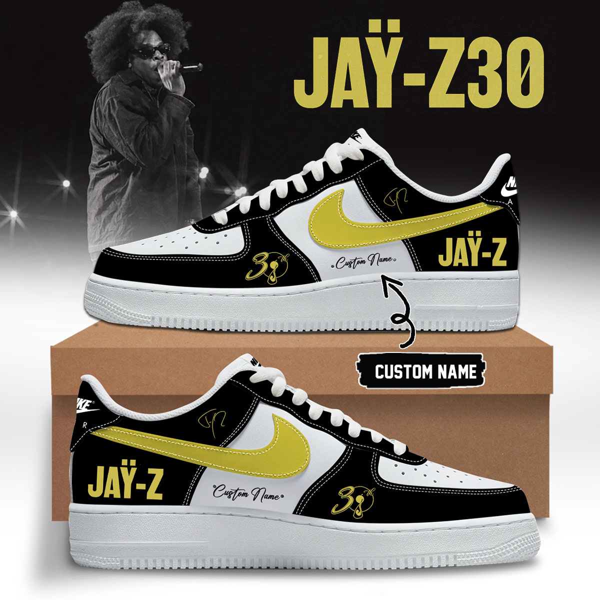 The JAŸ-Z30 Limited Edition AF1 Shoes – Black The JAŸ-Z30 Limited Edition AF1 Shoes – Black