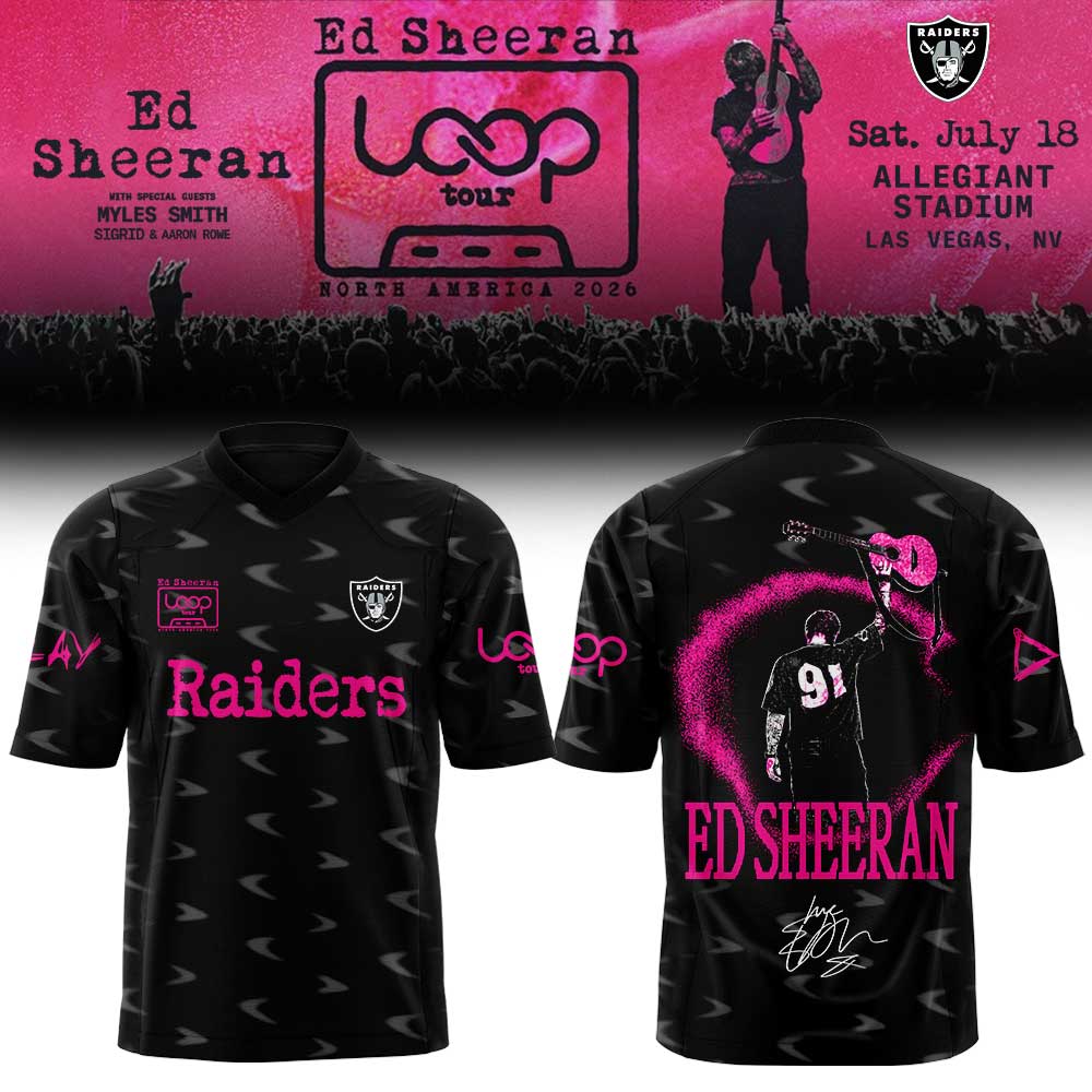 Las Vegas Raiders x Ed Sheeran The Loop Tour 2026 in Allegiant Stadium Signature Football Jersey Las Vegas Raiders x Ed Sheeran The Loop Tour 2026 in Allegiant Stadium Signature Football Jersey