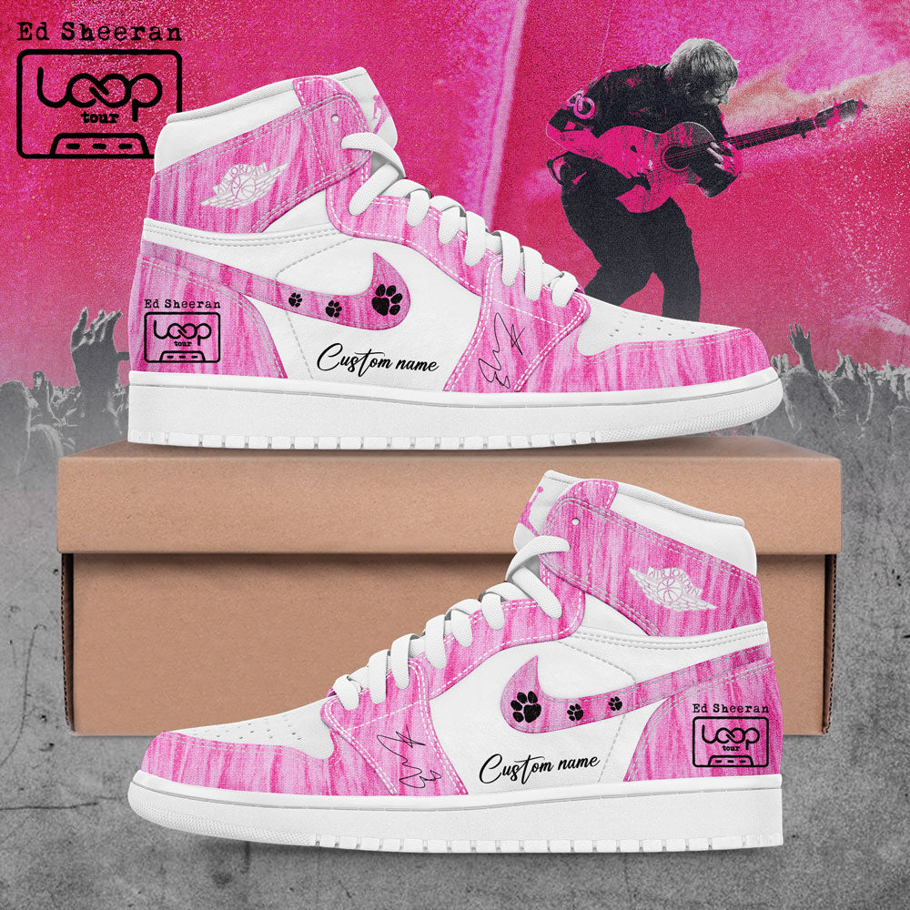 Ed Sheeran The Loop Tour 2026 Custom Name AJ1 Shoes – Pink Ed Sheeran The Loop Tour 2026 Custom Name AJ1 Shoes – Pink