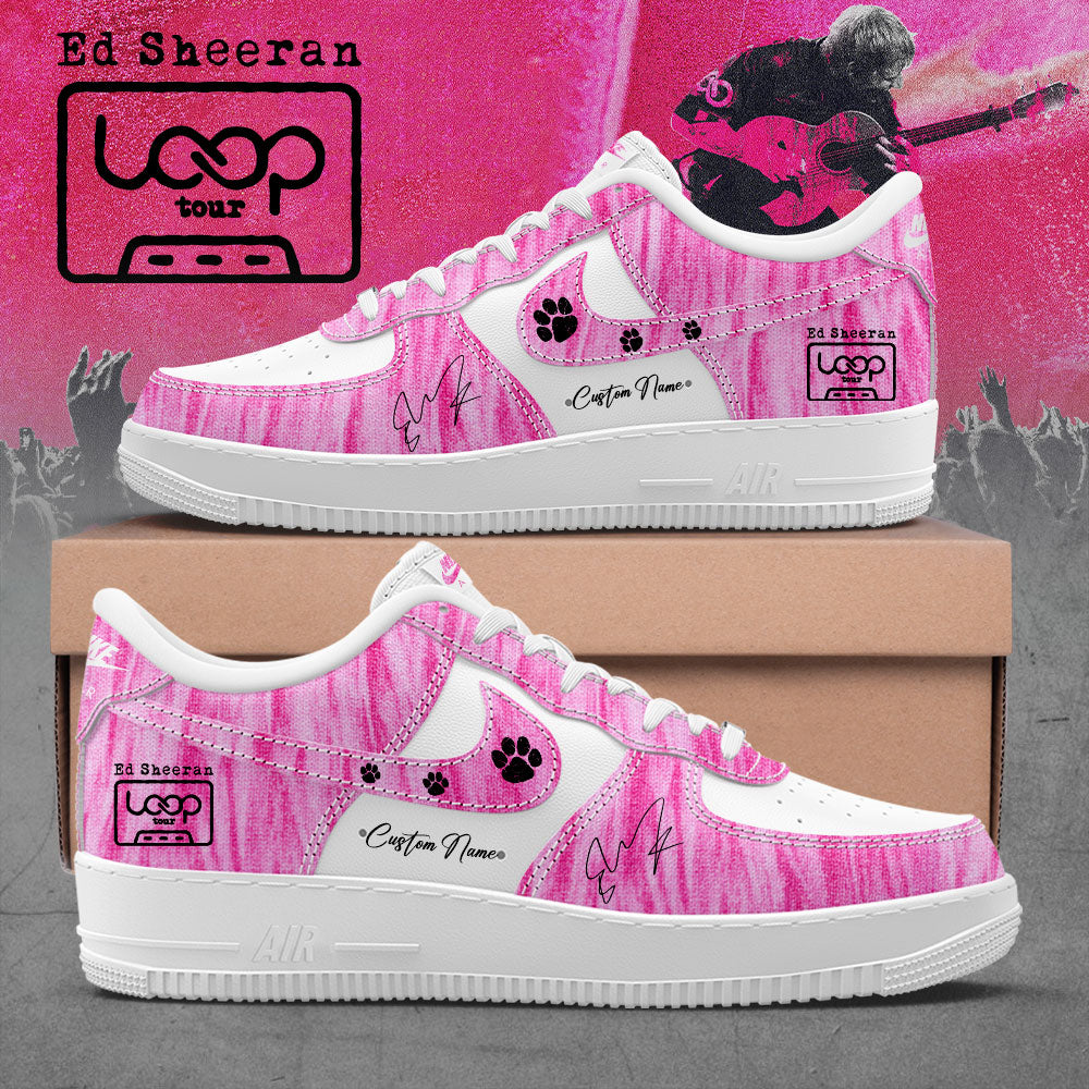 Ed Sheeran The Loop Tour 2026 Custom Name AF1 Shoes – Pink Ed Sheeran The Loop Tour 2026 Custom Name AF1 Shoes – Pink