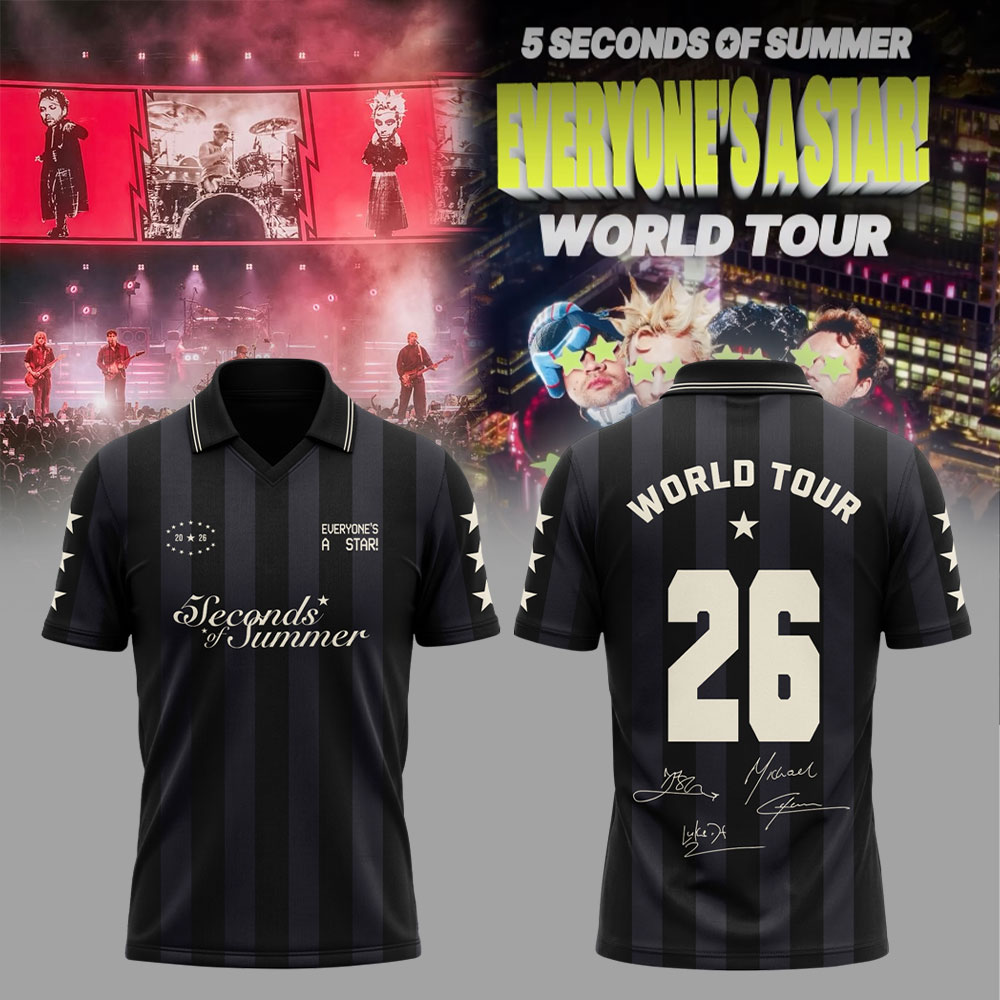 5 Seconds of Summer – EVERYONE’S A STAR! World Tour 2026 Polo – Signed 5 Seconds of Summer – EVERYONE’S A STAR! World Tour 2026 Polo – Signed