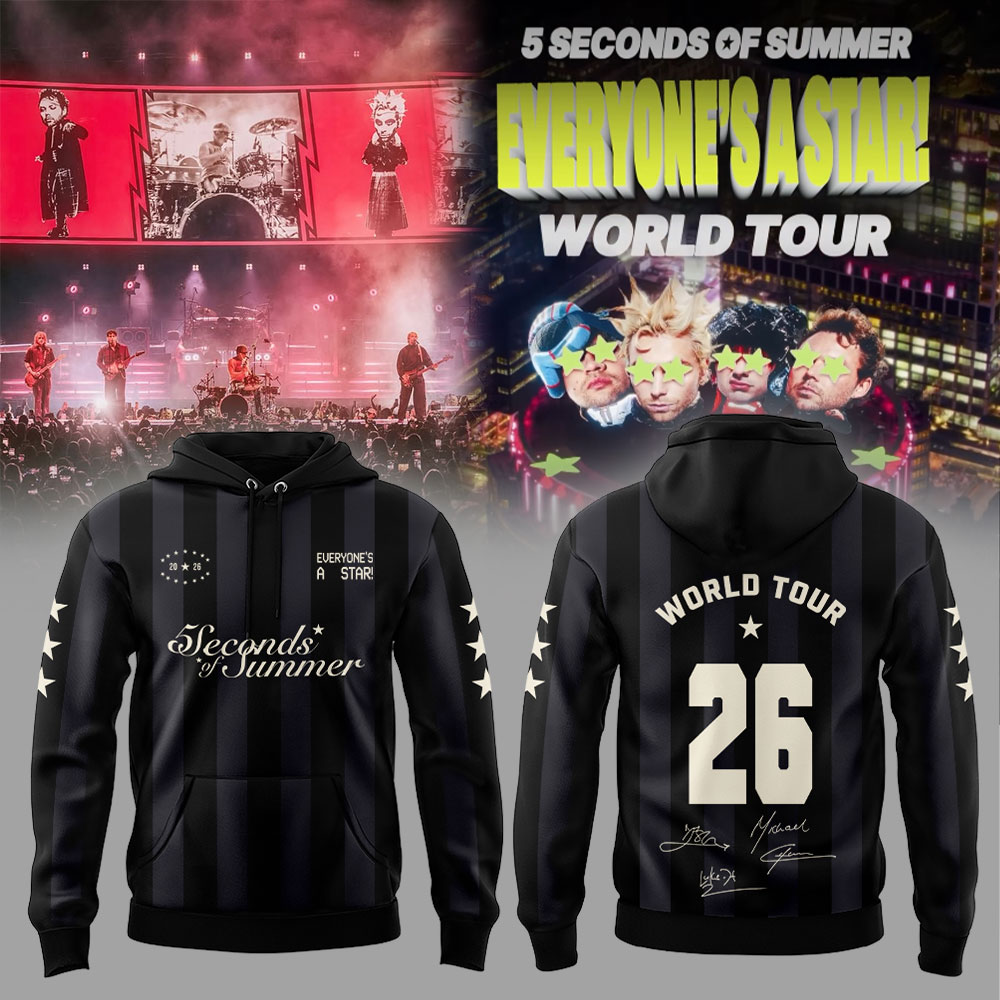 5 Seconds of Summer – EVERYONE’S A STAR! World Tour 2026 Hoodie – Signed 5 Seconds of Summer – EVERYONE’S A STAR! World Tour 2026 Hoodie – Signed