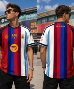 Argentina x Spain x Barcelona 2026 World Cup Half And Half Jersey Shirt Special Edition
