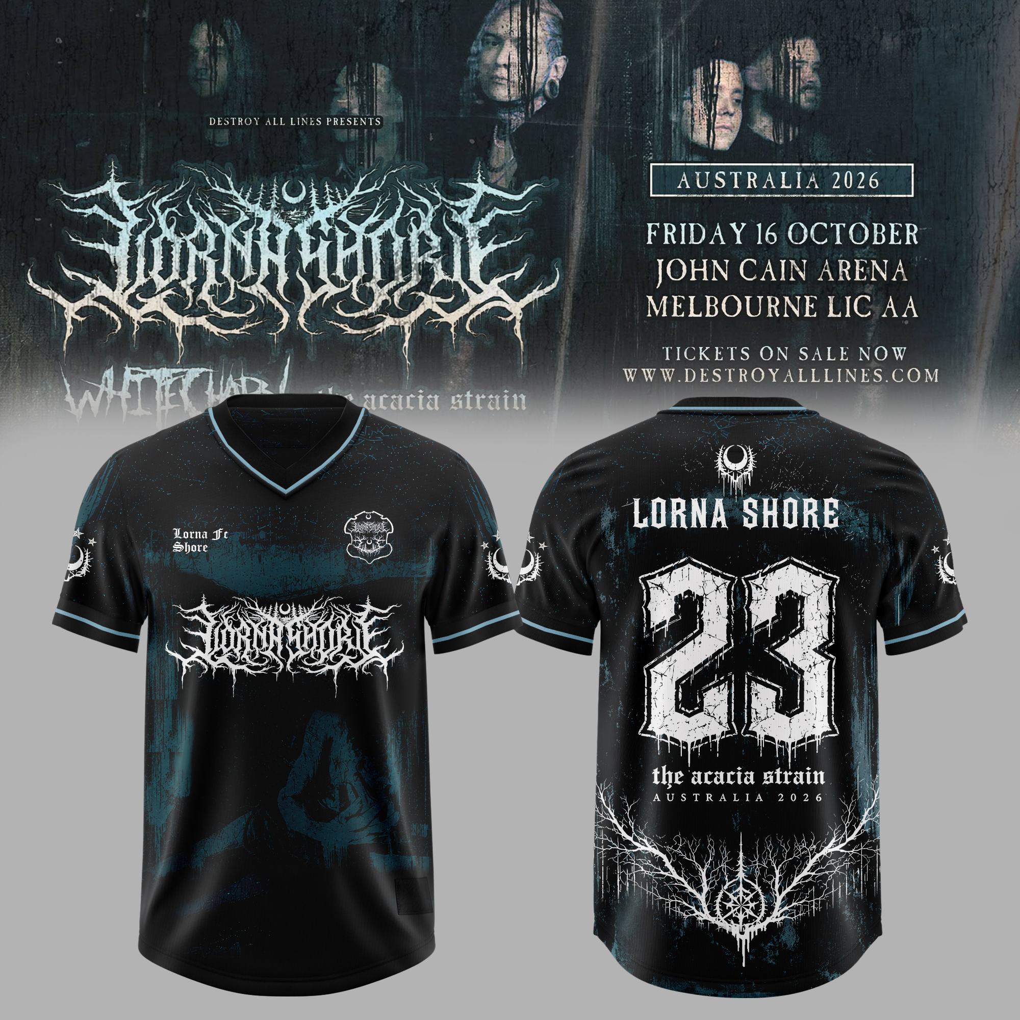 LORNA SHORE – AUSTRALIA & NEW ZEALAND TOUR 2026 Exclusive Football Jersey LORNA SHORE – AUSTRALIA & NEW ZEALAND TOUR 2026 Exclusive Football Jersey