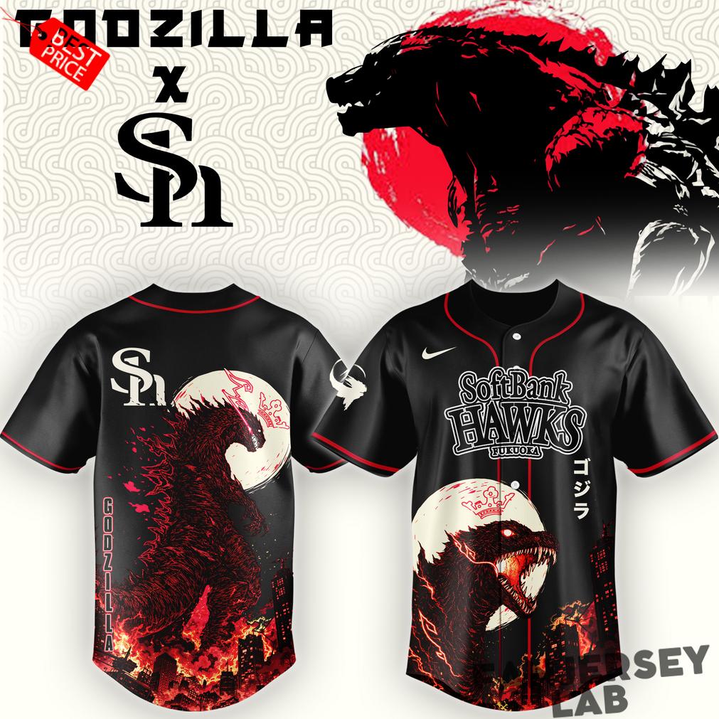 Fukuoka SoftBank Hawks Godzilla Minus Zero Limited Edition Baseball Jersey Fukuoka SoftBank Hawks Godzilla Minus Zero Limited Edition Baseball Jersey
