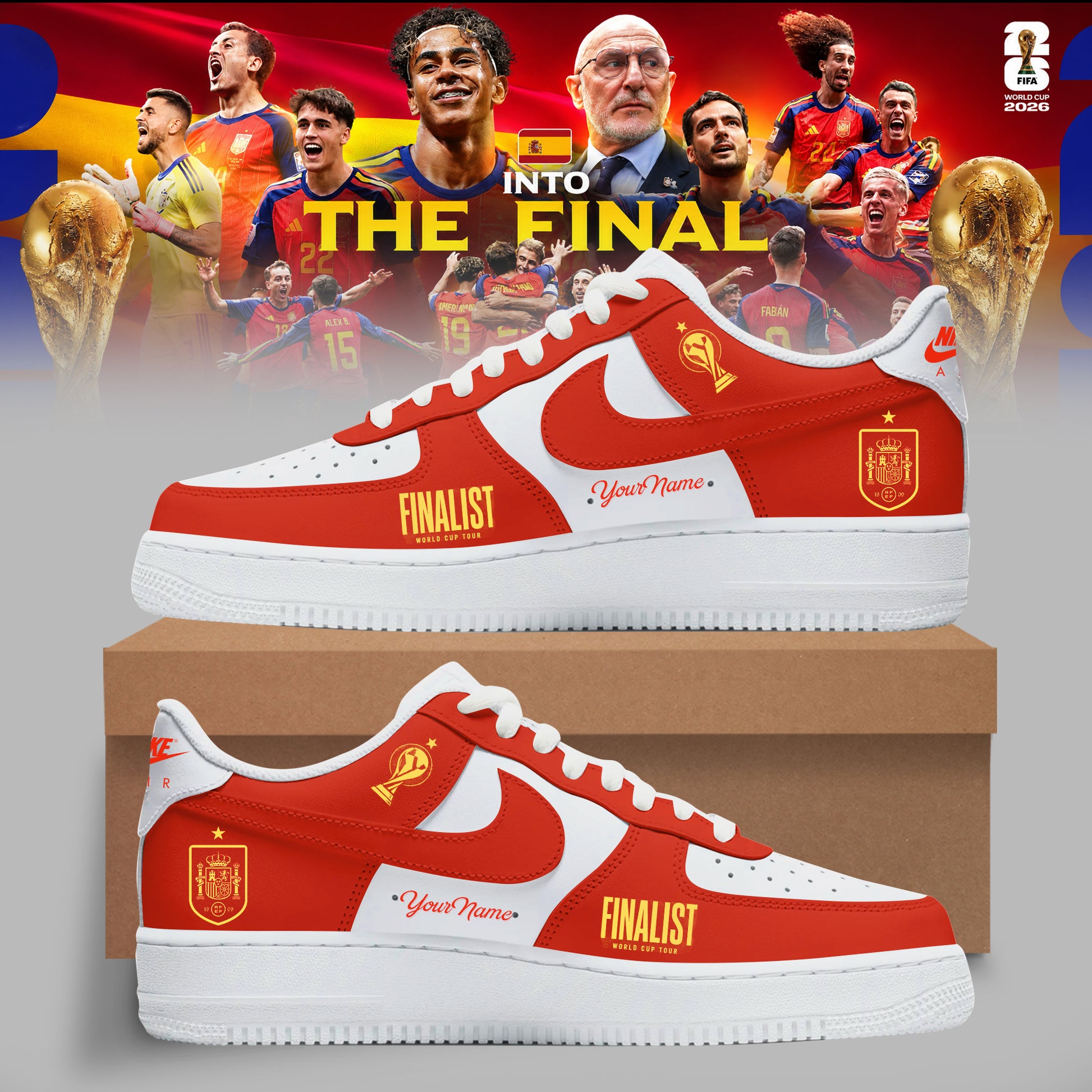 Spain World Cup Champions 2026 Limited Edition AF1 Sneakers Spain World Cup Champions 2026 Limited Edition AF1 Sneakers