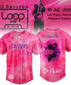 Las Vegas Raiders x Ed Sheeran LOOP Tour 2026 Baseball Jersey – Pink