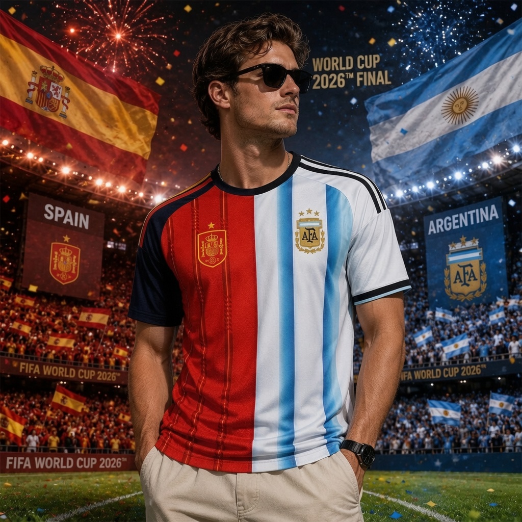 Spain Vs Argentina World Cup 2026 Final Half And Half Split Jersey Shirt Spain Vs Argentina World Cup 2026 Final Half And Half Split Jersey Shirt
