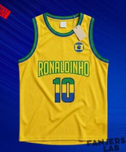 Ronaldinho #10 Brazil Yellow Basketball Jersey