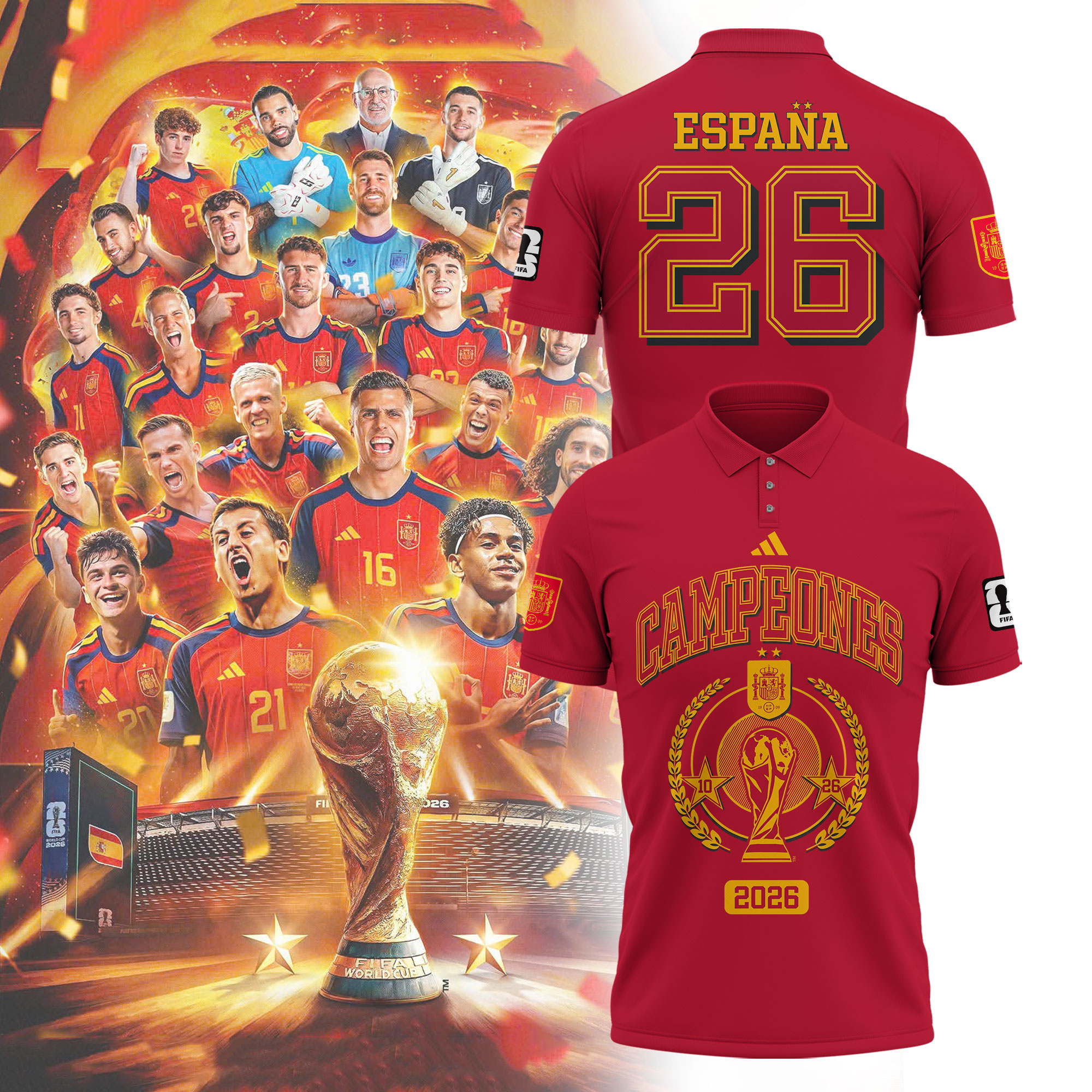 Spain World Cup 2026 Campeones Limited Red Polo Spain World Cup 2026 Campeones Limited Red Polo