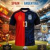 Spain Vs Argentina World Cup 2026 Final Half And Half Split Jersey Shirt Spain Vs Argentina World Cup 2026 Final Half And Half Split Jersey Shirt