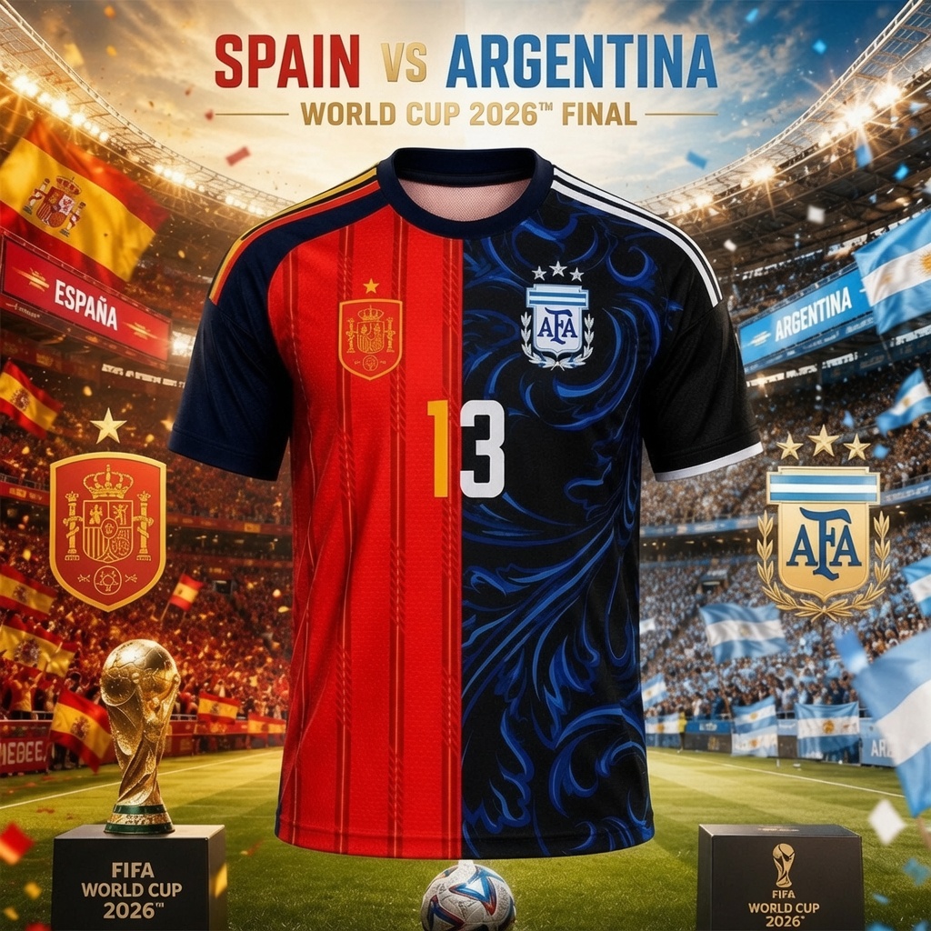 Spain Vs Argentina World Cup 2026 Final Split Custom Jersey Shirt Spain Vs Argentina World Cup 2026 Final Split Custom Jersey Shirt