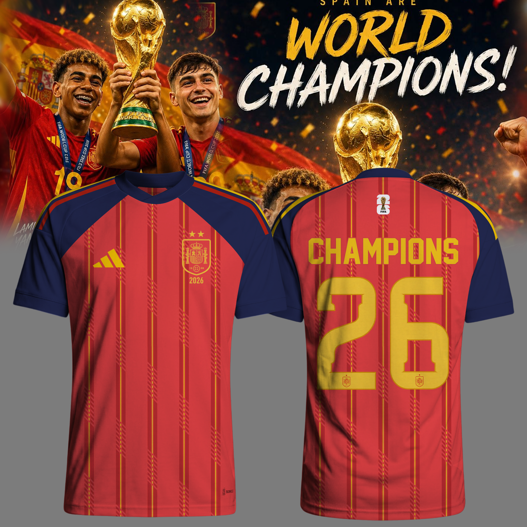 Spain World Cup Champions 2026 Limited Edition Soccer Jersey Spain World Cup Champions 2026 Limited Edition Soccer Jersey