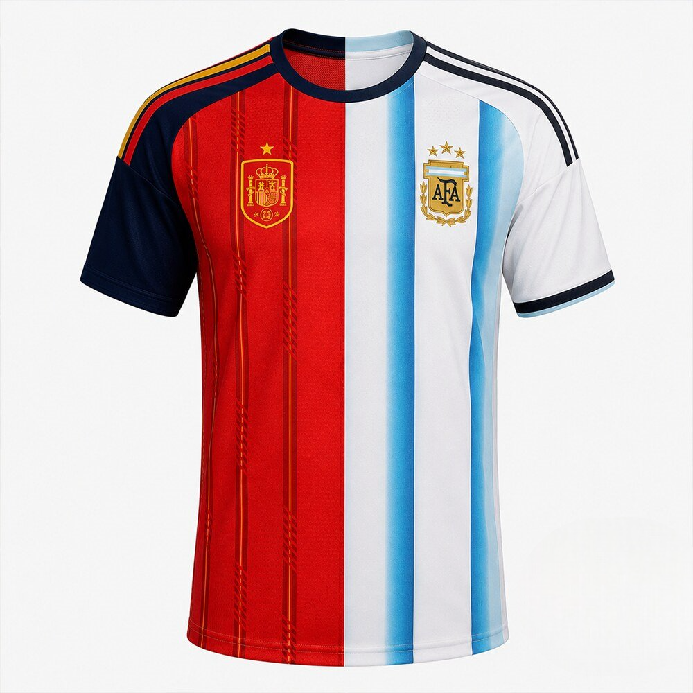 Spain Vs Argentina World Cup 2026 Final Half And Half Split Jersey Shirt Spain Vs Argentina World Cup 2026 Final Half And Half Split Jersey Shirt