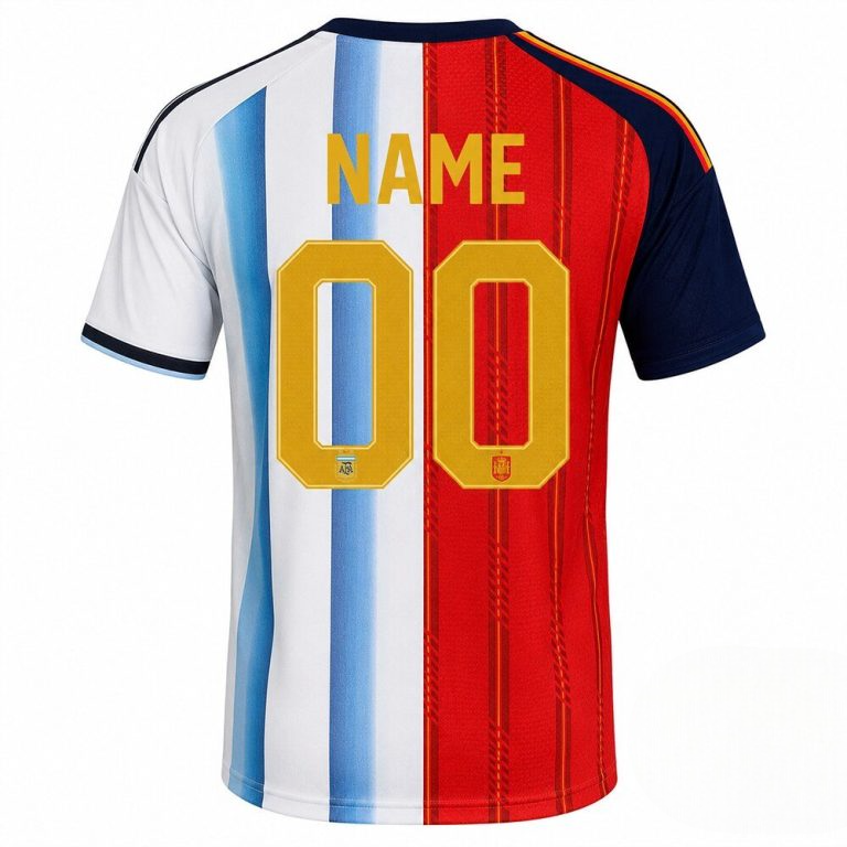 Spain Vs Argentina World Cup 2026 Final Half And Half Split Jersey Shirt Spain Vs Argentina World Cup 2026 Final Half And Half Split Jersey Shirt