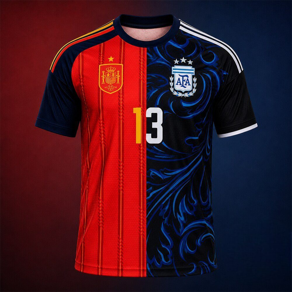 Spain Vs Argentina World Cup 2026 Final Split Custom Jersey Shirt Spain Vs Argentina World Cup 2026 Final Split Custom Jersey Shirt