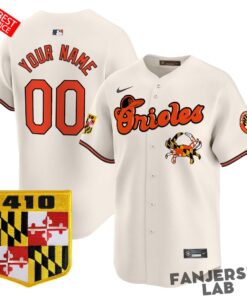 Baltimore Orioles 410 & Chesapeake Crab Patch Custom Baseball Jersey
