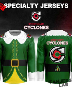 Cincinnati Cyclones Merch Elf Matinee 2026 Green Specialty Hockey Jersey Shirt Gift For Hockey Lover