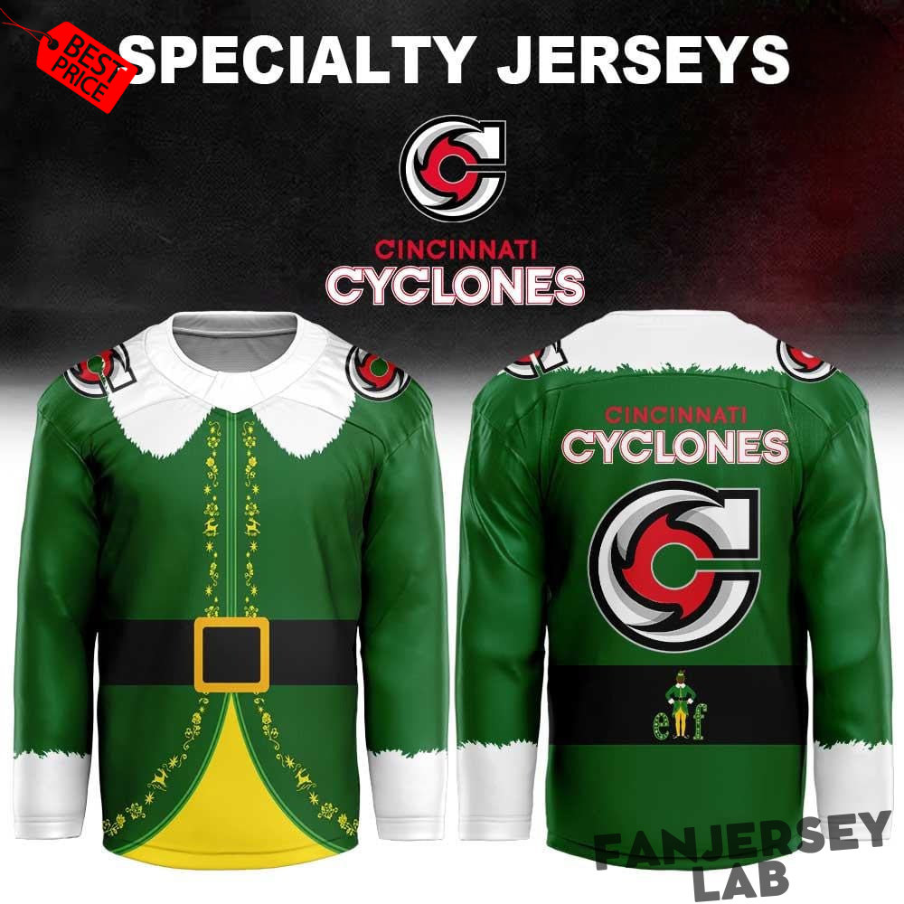 Cincinnati Cyclones Merch Elf Matinee 2026 Green Specialty Hockey Jersey Shirt Gift For Hockey Lover Cincinnati Cyclones Merch Elf Matinee 2026 Green Specialty Hockey Jersey Shirt Gift For Hockey Lover