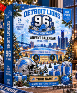 Custom Name Detroit Lions 96th Anniversary Calendar