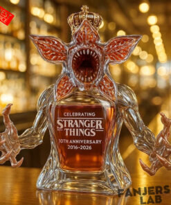 Demogorgon Celebrating Stranger Things 10th Anniversary Whiskey Bottle