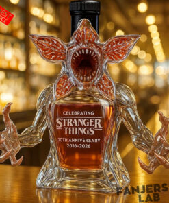 Demogorgon Celebrating Stranger Things 10th Anniversary Whiskey Bottle