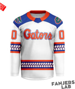 Florida Gators Personalized White V-shaped Hockey Jersey