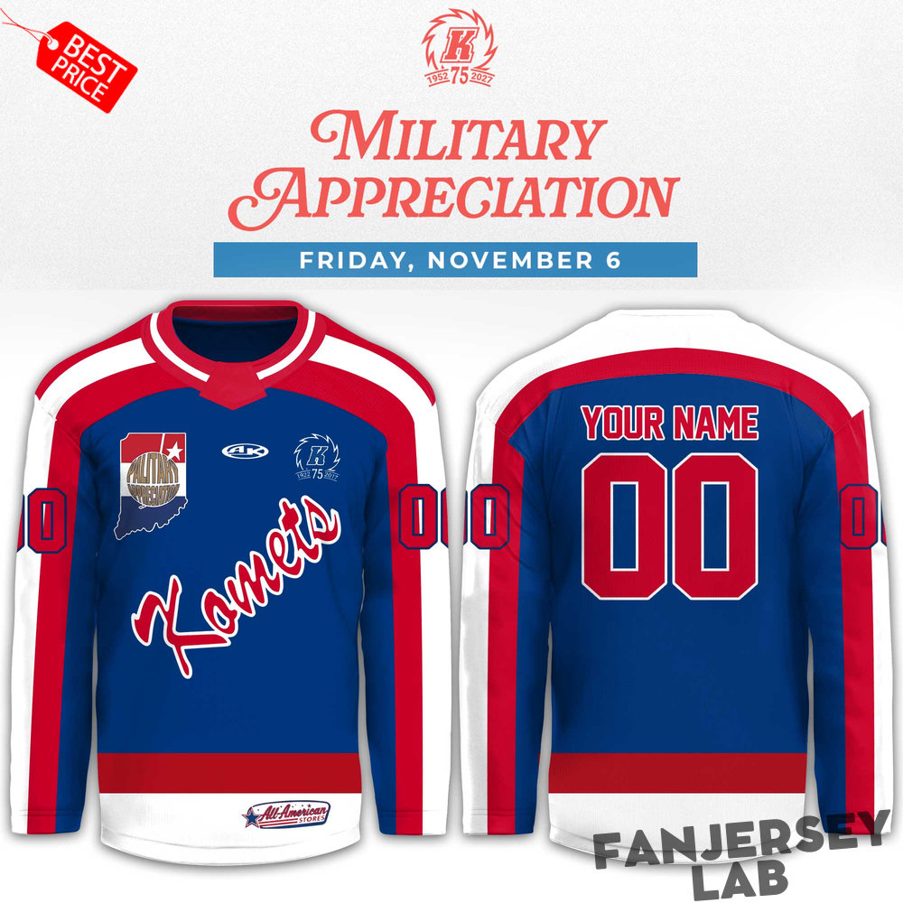 Fort Wayne Komets 2026 Military Appreciation Throwback Hockey Jersey Fort Wayne Komets 2026 Military Appreciation Throwback Hockey Jersey