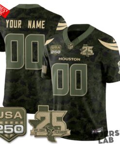 Houston Texans 2026 Salute to Service Edition Custom Football Jersey Houston Texans 2026 Salute to Service Edition Custom Football Jersey