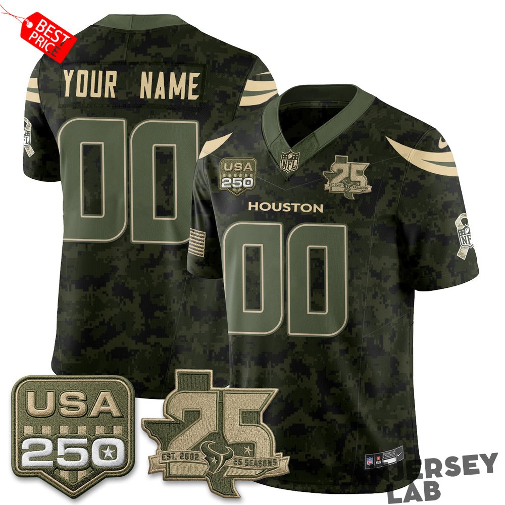 Houston Texans 2026 Salute to Service Edition Custom Football Jersey Houston Texans 2026 Salute to Service Edition Custom Football Jersey