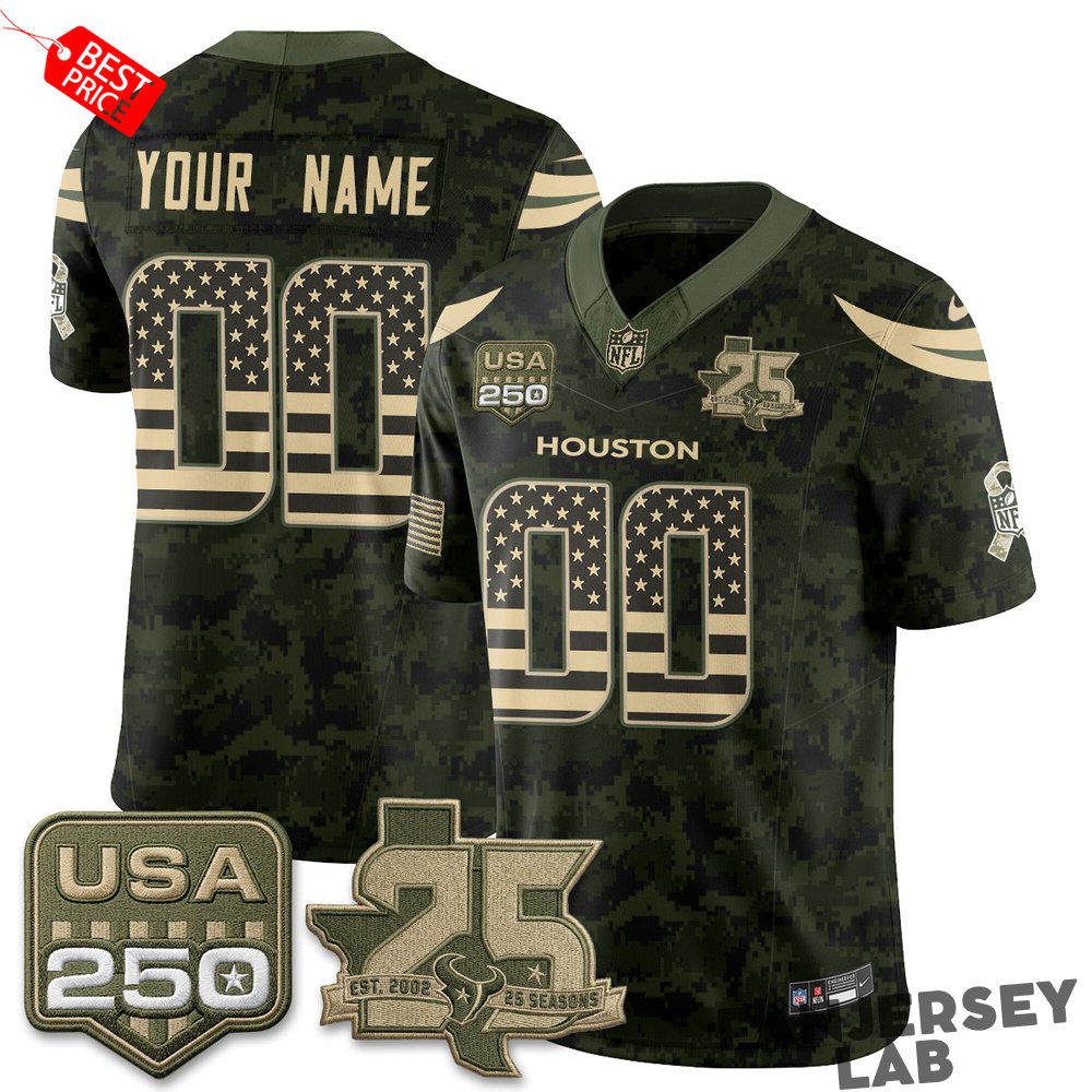 Houston Texans 2026 Salute to Service Edition Custom Football Jersey Houston Texans 2026 Salute to Service Edition Custom Football Jersey