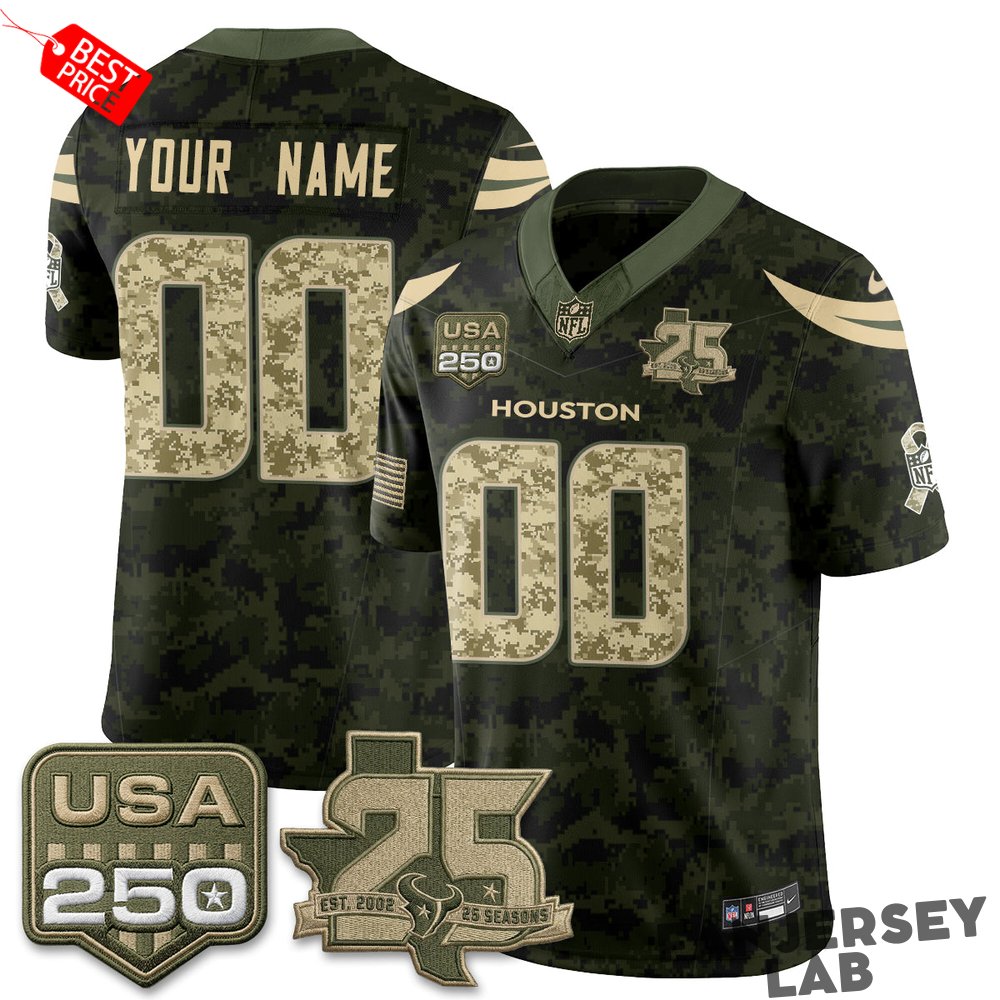 Houston Texans 2026 Salute to Service Edition Custom Football Jersey Houston Texans 2026 Salute to Service Edition Custom Football Jersey