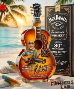 Jimmy Buffett 80th Anniversary Guitar-shaped Whiskey Bottle Limited Edition