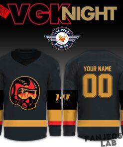 Las Vegas Aviators x Vegas Golden Knight Night Custom Hockey Jersey