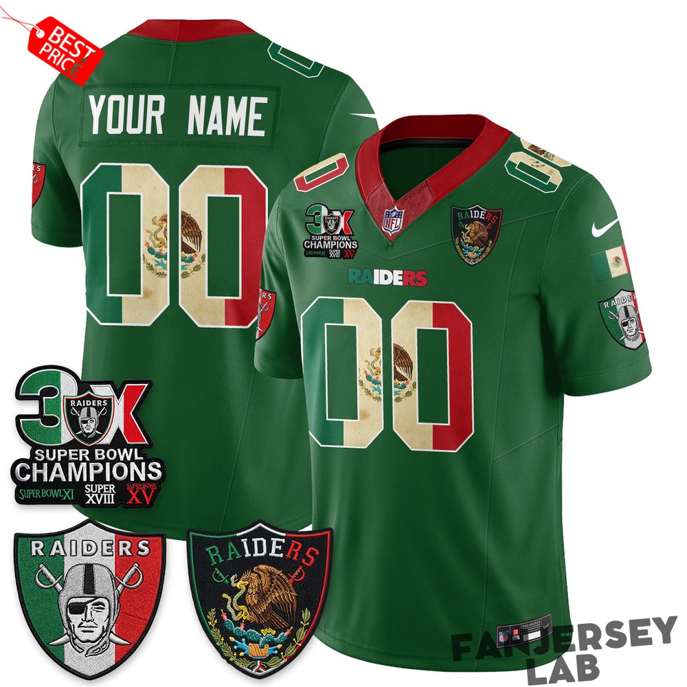 Las Vegas Raiders 3X Champs Mexico Football Jersey Las Vegas Raiders 3X Champs Mexico Football Jersey