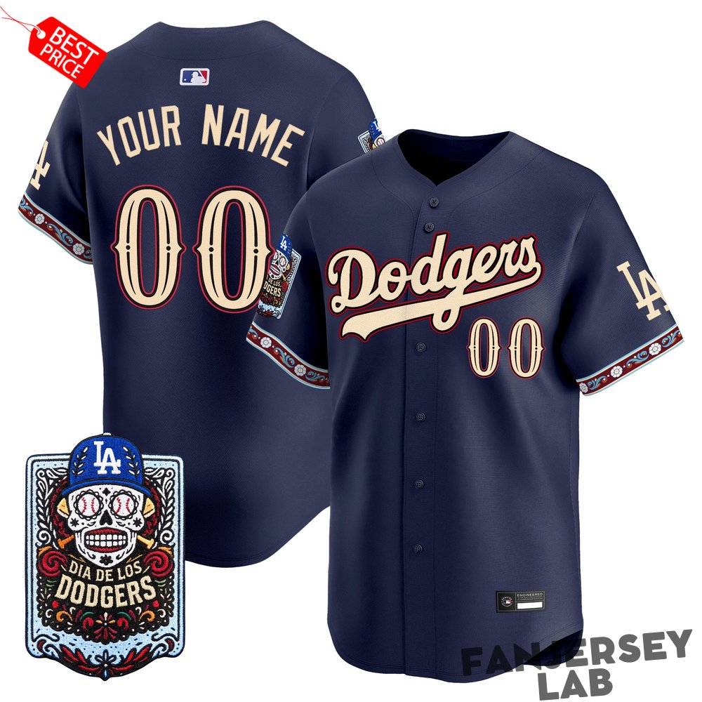 Los Angeles Dodgers Día de los Muertos Vapor Premier Limited Custom Jersey Los Angeles Dodgers Día de los Muertos Vapor Premier Limited Custom Jersey