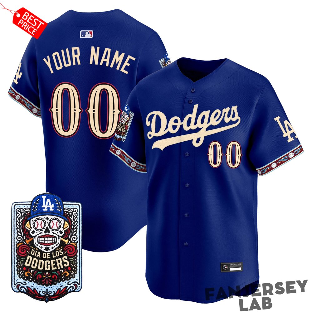 Los Angeles Dodgers Día de los Muertos Vapor Premier Limited Custom Jersey Los Angeles Dodgers Día de los Muertos Vapor Premier Limited Custom Jersey