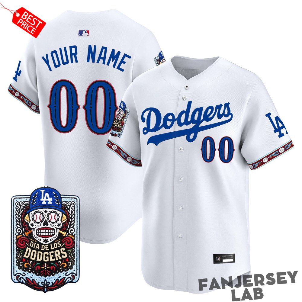 Los Angeles Dodgers Día de los Muertos Vapor Premier Limited Custom Jersey Los Angeles Dodgers Día de los Muertos Vapor Premier Limited Custom Jersey