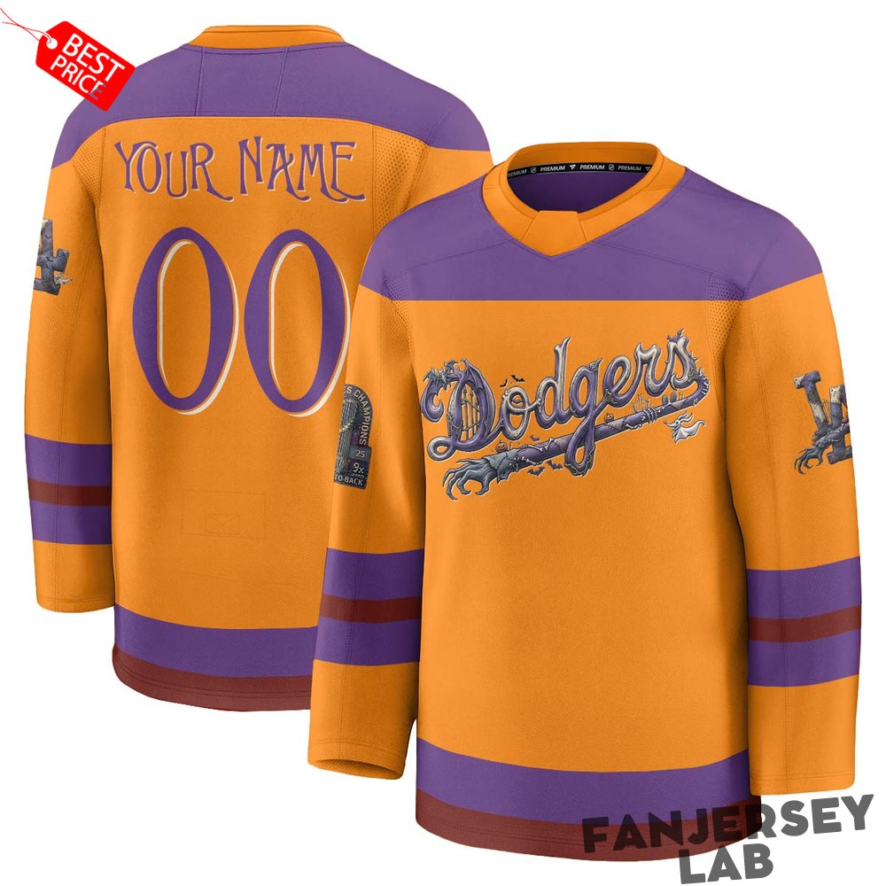 Los Angeles Dodgers Nightmare Halloween Edition Custom Hockey Jersey Los Angeles Dodgers Nightmare Halloween Edition Custom Hockey Jersey