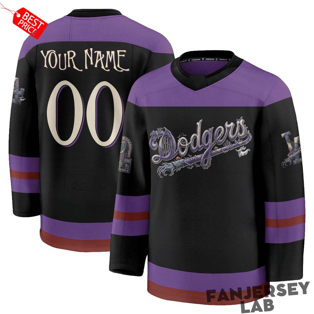 Los Angeles Dodgers Nightmare Halloween Edition Custom Hockey Jersey Los Angeles Dodgers Nightmare Halloween Edition Custom Hockey Jersey
