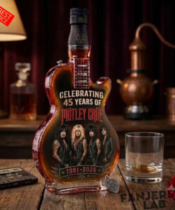 Motley Crue 45th Anniversary 1981-2026 Guitar-shaped Whiskey Bottle