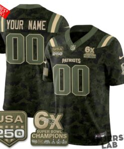 New England Patriots 2026 Salute to Service Custom Football Jersey