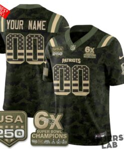 New England Patriots 2026 Salute to Service Custom Football Jersey